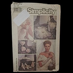 Simplicity Sewing 1988 Pattern BRIDAL ACCESSORIES 8530 UNCUT Craftcore Wedding